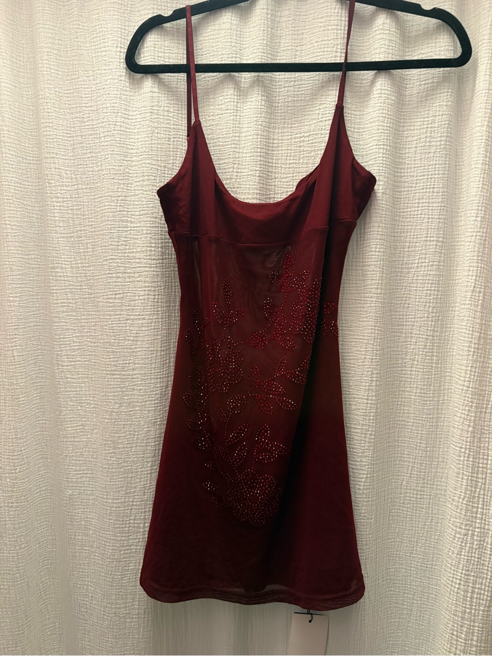 Tiger Mist Burgundy Beaded Slip Mini Dress
